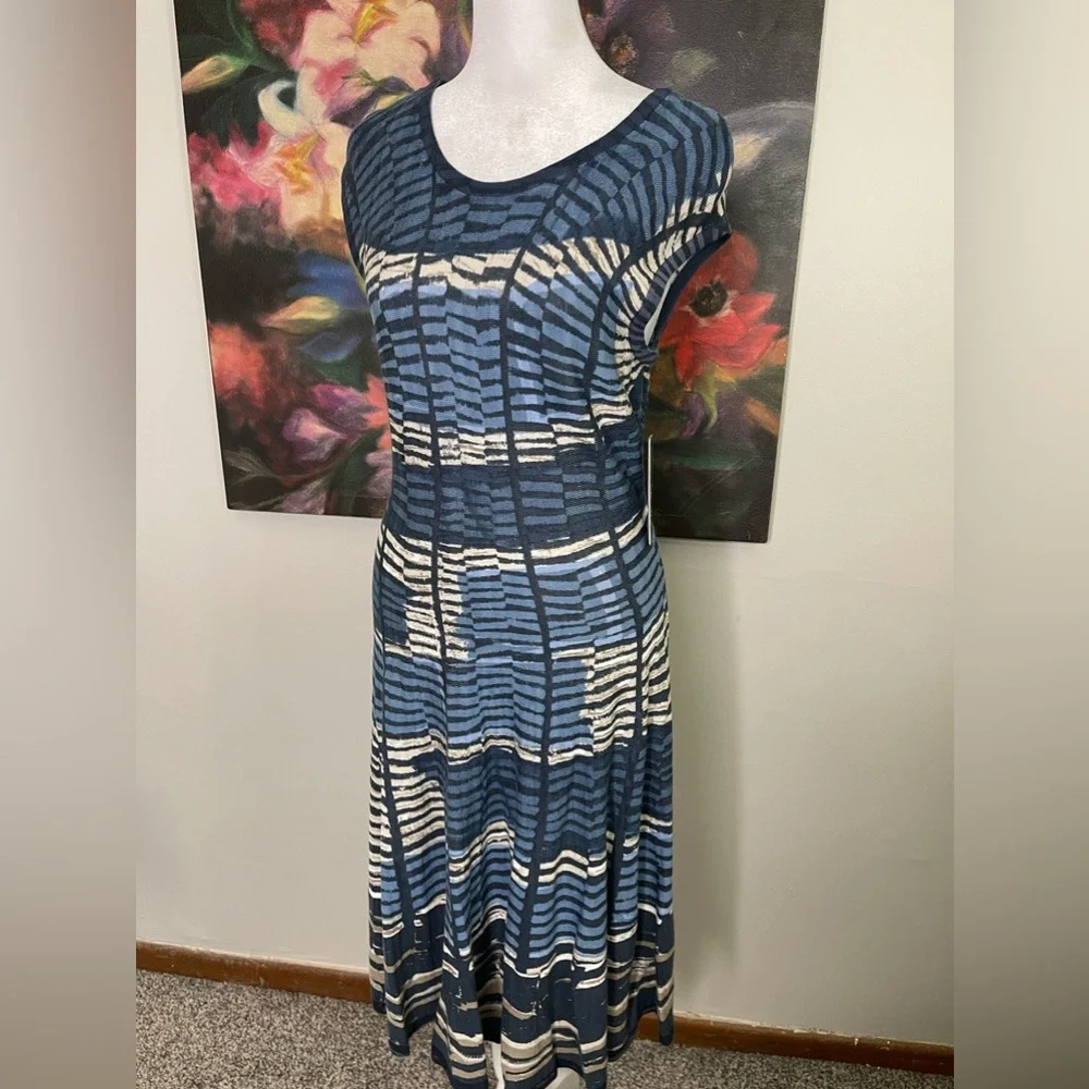 Nic + Zoe Mesmerize A Line Knit Twirl Midi Career Dress Office Retail 228 - Picture 2 of 12